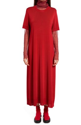 The Row Geno Knit Midi Dress in Crimson Red