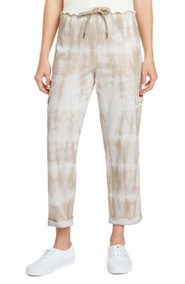 Dickies Contrast Stitch Tapered Pull On Pants in White/Khaki Tie Dye