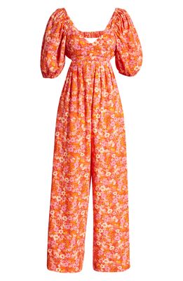Free People Amy Floral Cotton Jumpsuit in Femme Combo