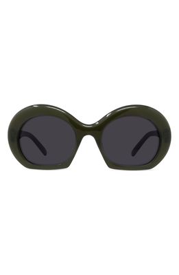 Loewe 54mm Round Sunglasses in Shiny Dark Green /Smoke