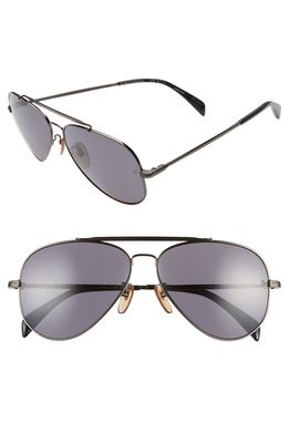 David Beckham Eyewear Eyewear by David Beckham DB 1004/S 62mm Oversize Aviator Sunglasses in Dark Ruthenium/Black