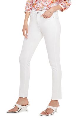 NYDJ Alina High Waist Raw Hem Skinny Jeans in Optic White