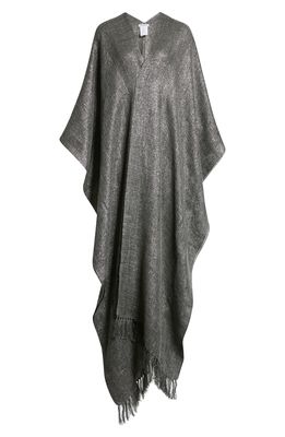 Brunello Cucinelli Metallic Open Front Poncho in Charcoal