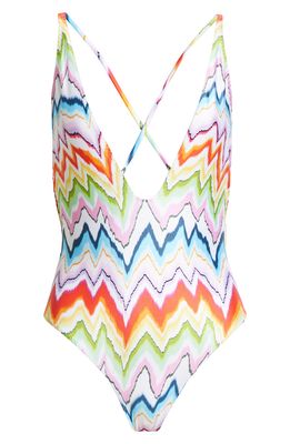 Missoni Zigzag Stripe One-Piece Swimsuit in Chevron Multicolor