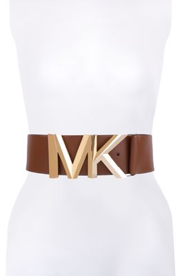 Michael Kors Women's Wide Logo Belt in Luggage