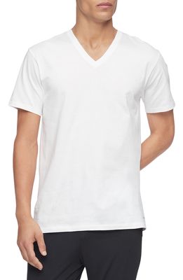 Calvin Klein 3-Pack Cotton V-Neck T-Shirt in White