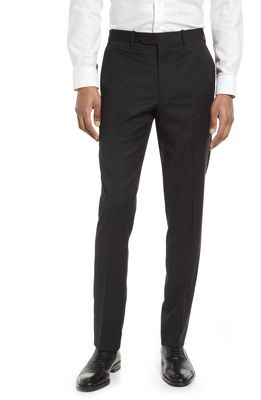 JB Britches Flat Front Wool Trousers in Black