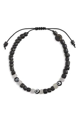 Caputo & Co. Evil Eye Recycled Glass Bead Bracelet in Black