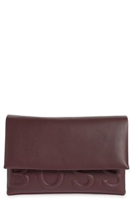 BOSS Rose Faux Leather Clutch in Dark Red