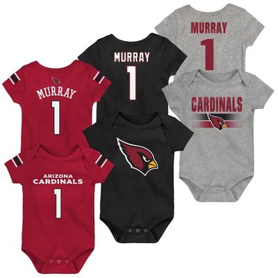 Outerstuff Newborn & Infant Kyler Murray Cardinal/Black/Heathered Gray Arizona Cardinals Three-Pack Name & Number Bodysuit Set