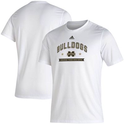 Men's adidas White Mississippi State Bulldogs Military Appreciation Salute To Service Creator AEROREADY T-Shirt