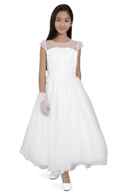 BLUSH by Us Angels Kids' Embroidered First Communion Dress in White