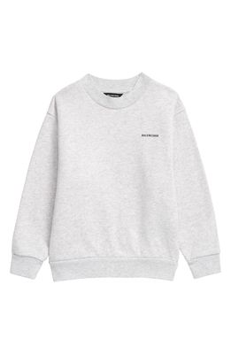 Balenciaga Kids' Logo Graphic Cotton Sweatshirt in Pale Heather