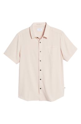 7 Diamonds Grant Slim Fit Solid Stretch Short Sleeve Button-Up Shirt in Dusty Rose