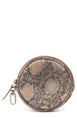 HOBO Revolve Clip Round Leather Pouch in Metal Snake