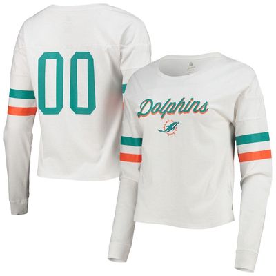 Outerstuff Juniors White Miami Dolphins Carli Crop Long Sleeve T-Shirt