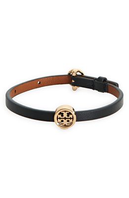 Tory Burch Miller Leather Bracelet in Tory Gold /Black /Cuoio