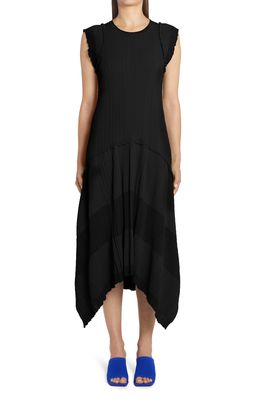 Stella McCartney Plisse Froth Asymmetric Midi Dress in 1000 Black