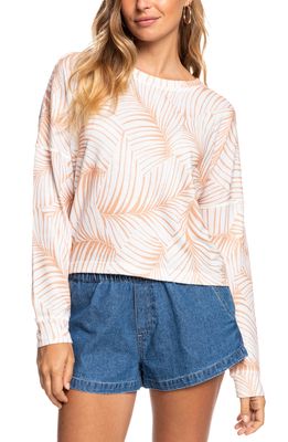 Roxy Current Mood Palm Print Long Sleeve T-Shirt in Toast Palm Tree Dreams