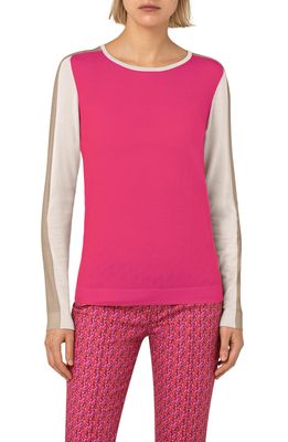 Akris punto Colorblock Wool Sweater in Hot Pink