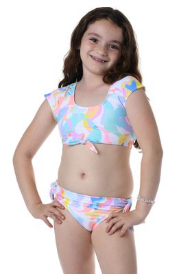 Hobie Kids' Cap Sleeve Two-Piece Swimsuit in Multi