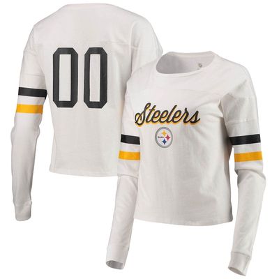 Outerstuff Juniors White Pittsburgh Steelers Carli Crop Long Sleeve T-Shirt
