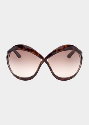 Carine Cross-Bridge Acetate Butterfly Sunglasses
