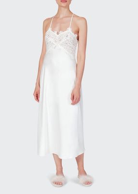 Rosey Lace-Front Sheer-Racerback Nightgown