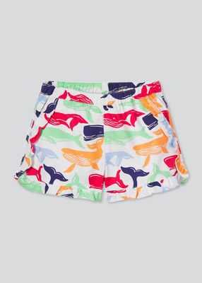 Girl's Milly Shorts - Whale Watch Print, Size XS-XL