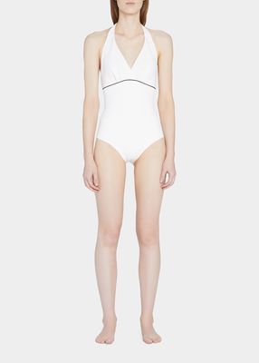 Clidia Piped Jersey One-Piece Swimsuit