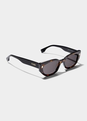 Two-Tone Rectangle Acetate Sunglasses