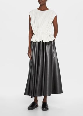 Sienna Faux-Leather Pleated Skirt