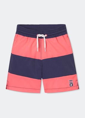 Boy's Colorblock Cool Summer Swim Trunks, Size XS-XL