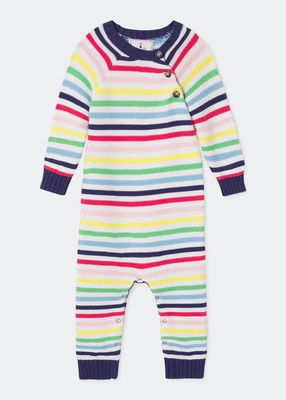 Kid's Reese Rainbow Sweater Coverall, Size 3M-24M