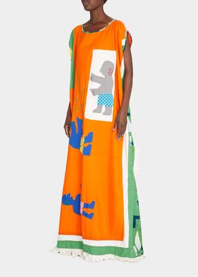 Joy Long Asafo Flag Caftan Dress with Pockets
