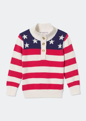 Boy's Scott American Flag Sweater, Size 6M-12Y