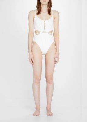 Genesis Strappy Cutout Gathered-Ring One-Piece Swimsuit