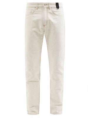 Erdem - Oliver Floral-embroidered Straight-leg Jeans - Mens - Ecru