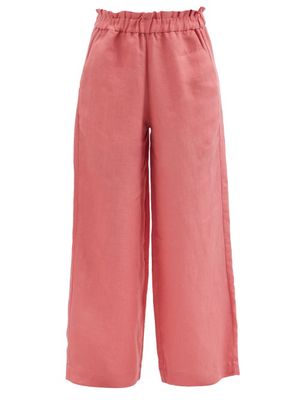 Casa Raki - Natalia Organic-linen Voile Trousers - Womens - Pink