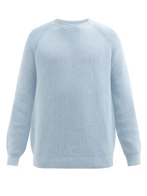 Sunspel - Raglan-sleeve Cotton Sweater - Mens - Light Blue