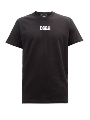Dsquared2 - Logo-print Perforated Cotton-jersey T-shirt - Mens - Black