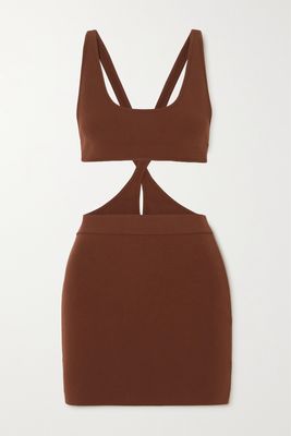 Zeynep Arcay - Cutout Stretch-knit Mini Dress - Brown