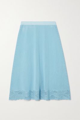 Balenciaga - Crochet-trimmed Ribbed-knit Midi Skirt - Blue