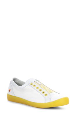 Softinos by Fly London Irit Low Top Sneaker in White/Yellow