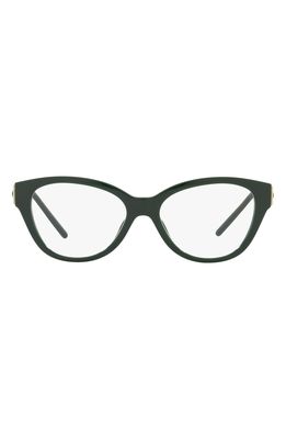 Tory Burch 52mm Cat Eye Optical Glasses in Solid Dark Green/Demo Lens