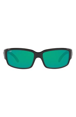 Costa Del Mar 59mm Polarized Rectangular Sunglasses in Shiny Black