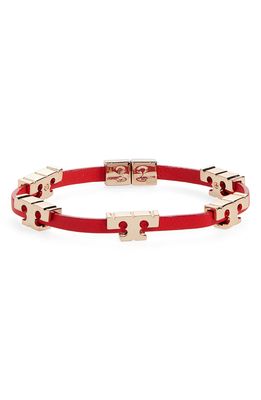 Tory Burch T-Logo Single Wrap Bracelet in Tory Gold /Brilliant Red