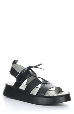 Fly London Caio Strappy Platform Sandal in 000 Black Mousse