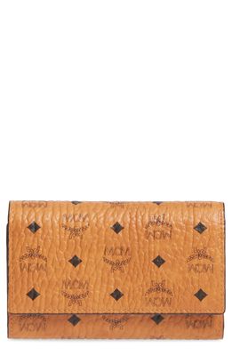 MCM Small French Trifold Wallet in Cognac