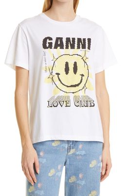 Ganni Light Organic Cotton Jersey Sun Love Graphic Tee in Bright White